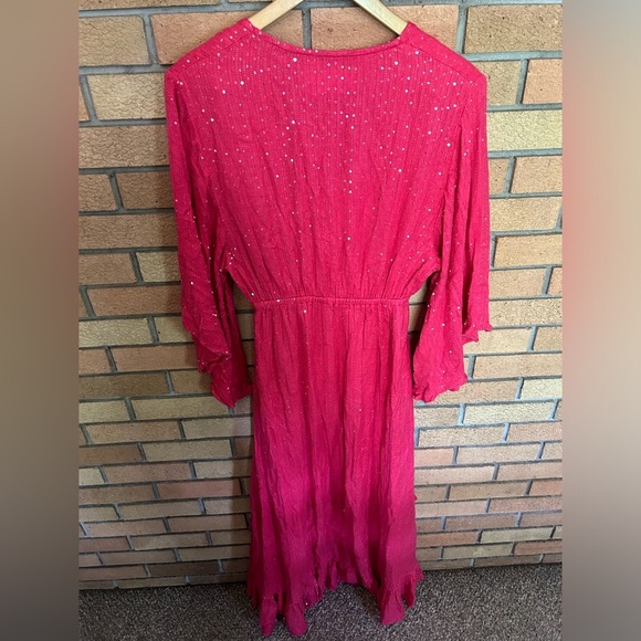 Sundress Juliana Sequin Dress Saint Barth Blush Pink Flowy High Low Size M/L - Picture 4 of 8